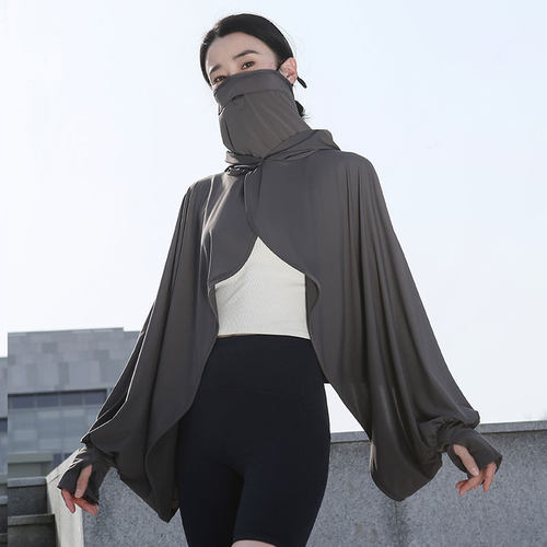 2026新款防晒披肩女夏季罩衫斗篷透气长袖外套冰丝防晒衣连帽面罩 - 图2