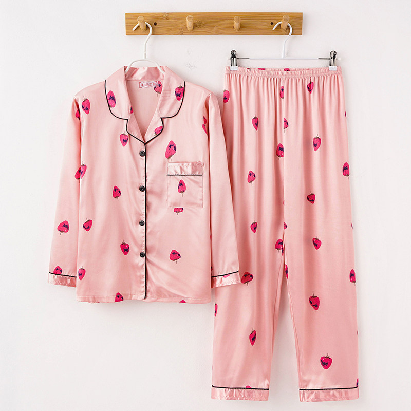 春秋冰丝长袖套装韩版性感宽松睡衣 柔莱美睡衣/家居服套装