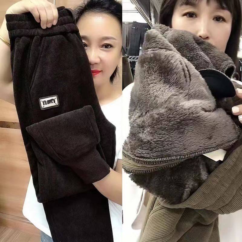 冬季秋冬新款加绒加厚休闲裤高腰卫裤妈妈宽松大码保暖束脚哈伦裤,淘宝优惠券,粉丝福利购,淘宝优惠卷
