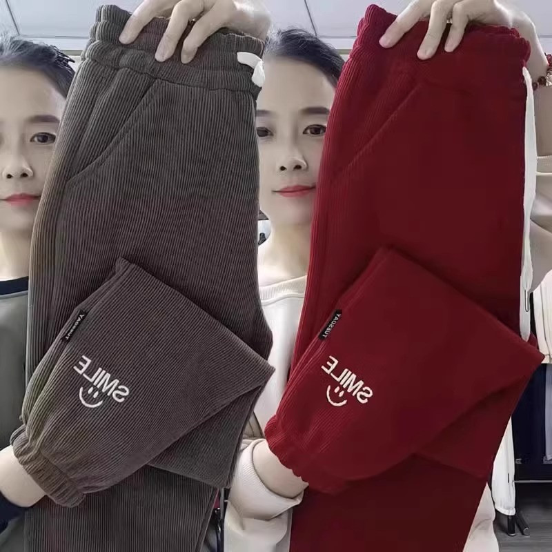 加绒雪尼尔洋气哈伦裤女2025冬季新款加厚保暖灯芯绒大码妈妈裤子,淘宝优惠券,粉丝福利购,淘宝优惠卷