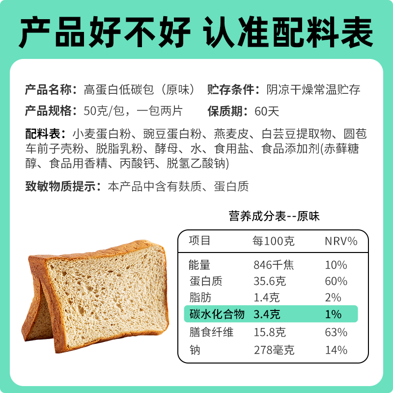 糖学友生酮吐司轻态面包片早餐面包食品代餐高蛋白无糖精慢糖吐司-图3