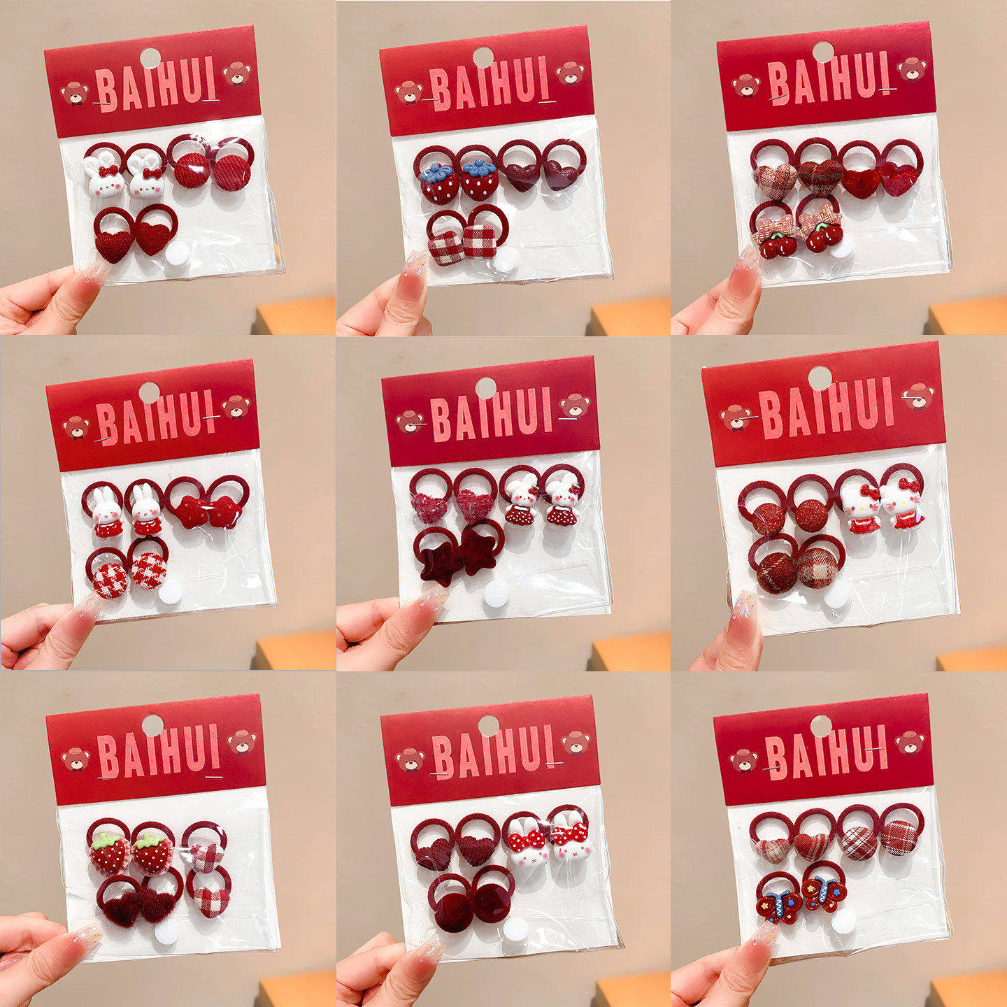 新年儿童拇指发圈头饰卡通甜美女童红色发绳高弹力橡宝宝皮筋发饰,淘宝优惠券,粉丝福利购,淘宝优惠卷