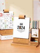 2024 Desk Calendar New Creative Desktop Pendulum Pieces Dragon Year Business Wood With Pen Holder Office Work Play Card Small Plan This Examination Lunar Calendar Logo Custom 2023 Remember Desk Calendar