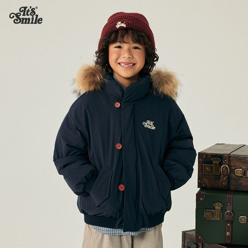 Itssmile童装儿童三防羽绒服带毛领男女童保暖派克服男孩冬装外套,淘宝优惠券,粉丝福利购,淘宝优惠卷