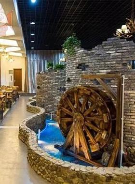 风水轮水车摆件木制防腐木假山喷泉流水鱼池假山水车大中小型水车