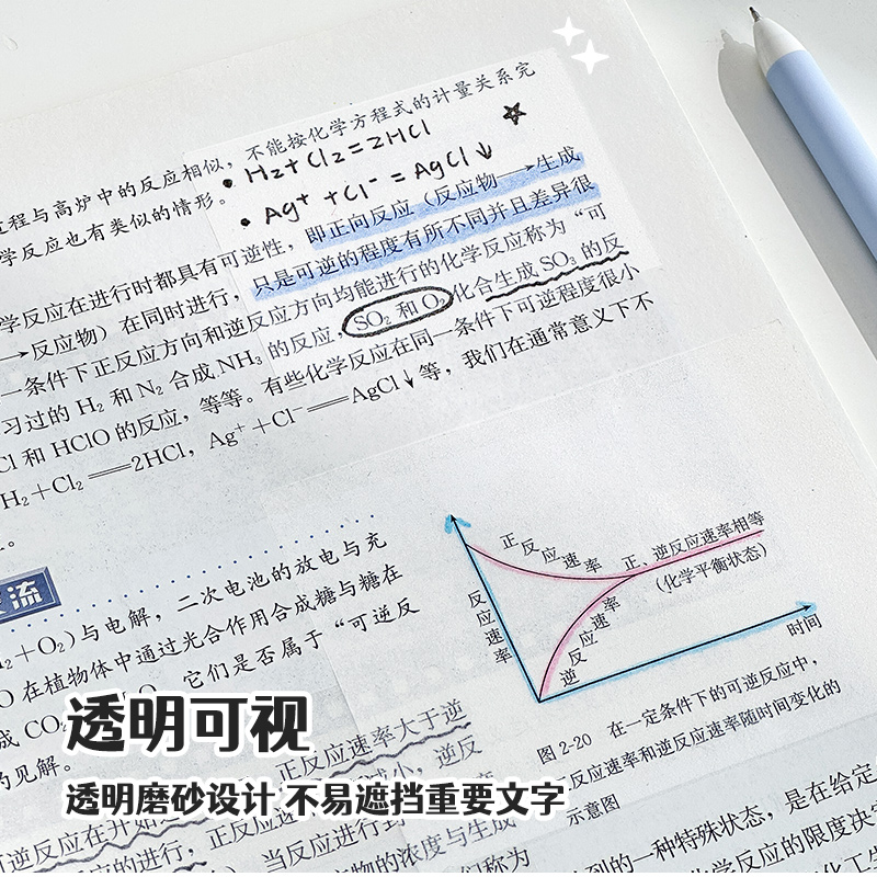 三年二班透明便利贴纸可写学生笔记用错题重点标记便签贴纸速干防水贴粘性强书本笔记贴纸ins风个性标签纸-图2