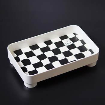 EpeiusHome Desktop Storage Tray Black and White Checkered Lipstick Skin Care ເຄື່ອງສໍາອາງ Organizing Box Perfume Storage Box