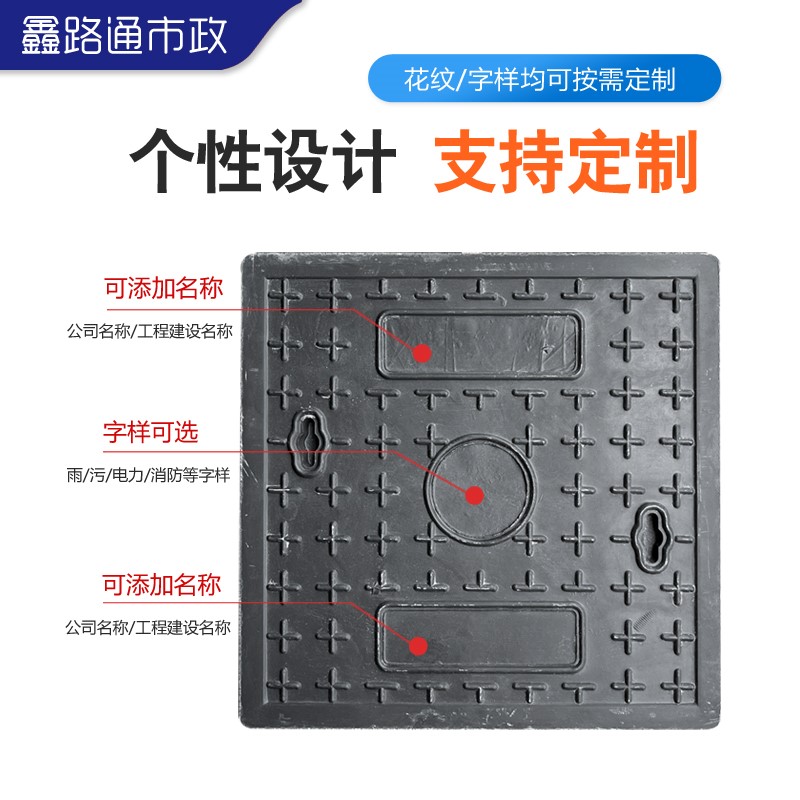 树脂井盖方形窨井盖电力雨污水井盖阴井盖板复合圆形绿色塑料井盖-图1