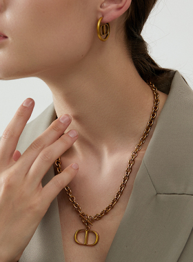 小香风2021小众设计锁骨链CD经典轻奢毛衣链高级感ins简约项链女