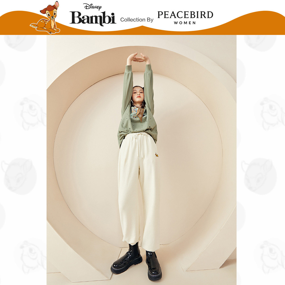 小鹿斑比联名太平鸟女装2020休闲裤 太平鸟慕淳休闲裤