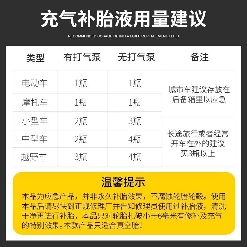 卫斯理汽车补胎神器轮胎充气电瓶车摩托补胎液胶水真空胎工具套装