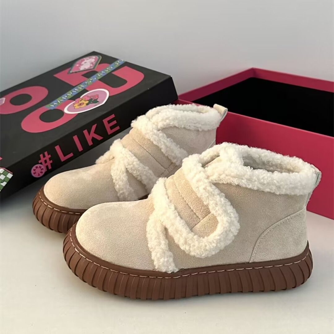 2026厚底时尚百搭休闲东北雪地靴女2024年冬季加绒加厚魔术贴毛毛 - 图3