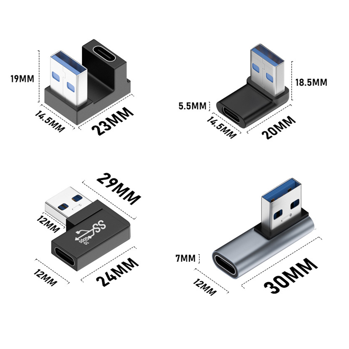 NGFF 上下弯头90度Type C USB-C充电数据转接头USB 3.1母对3.0公 - 图1