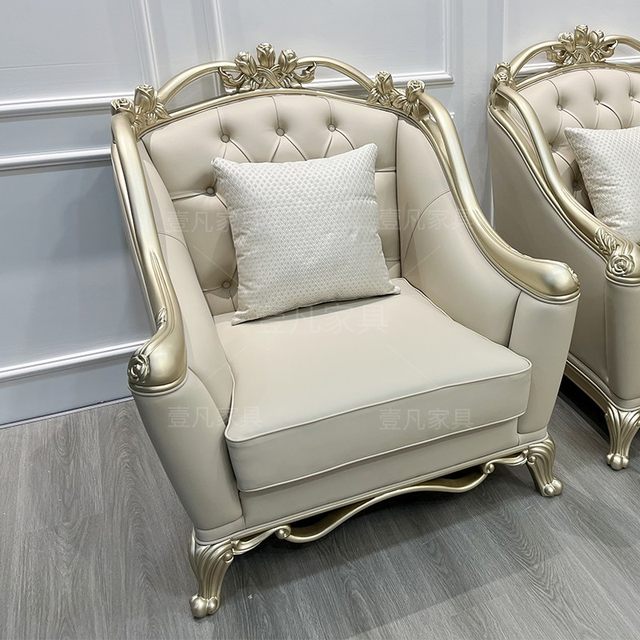 American light luxury solid wood carved sofa, European palace high-end solid wood three-seat sofa, imperial concubine living room combination