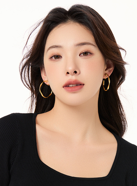 扭曲素圈大圈耳夹女无耳洞耳饰