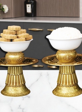 黄铜高脚贡碗护法杯佛堂桌面摆件