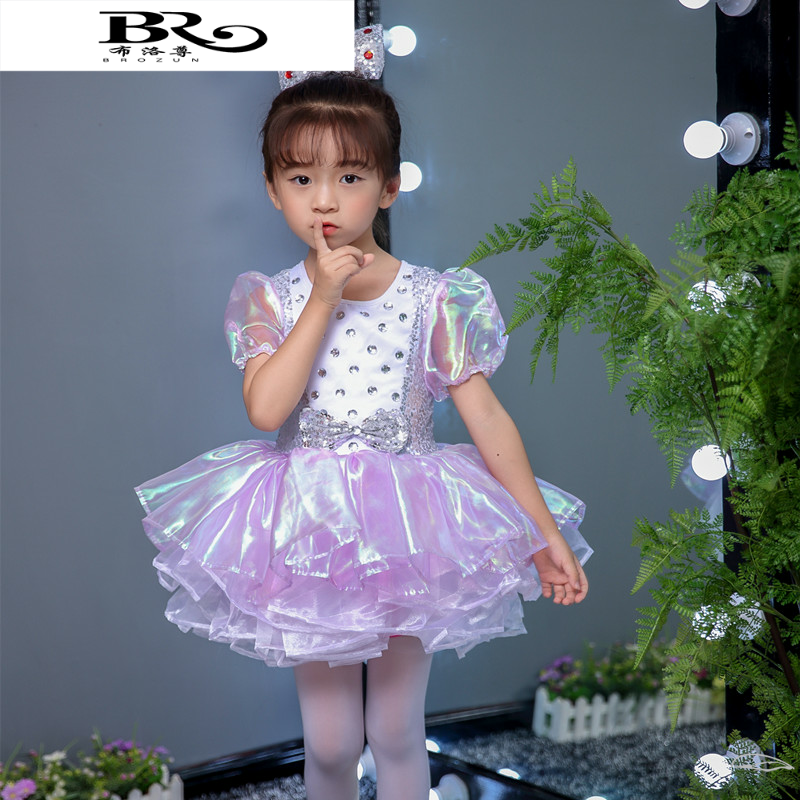 新款儿童舞蹈蓬蓬连衣纱裙合唱服 布洛尊民族服装/舞台装