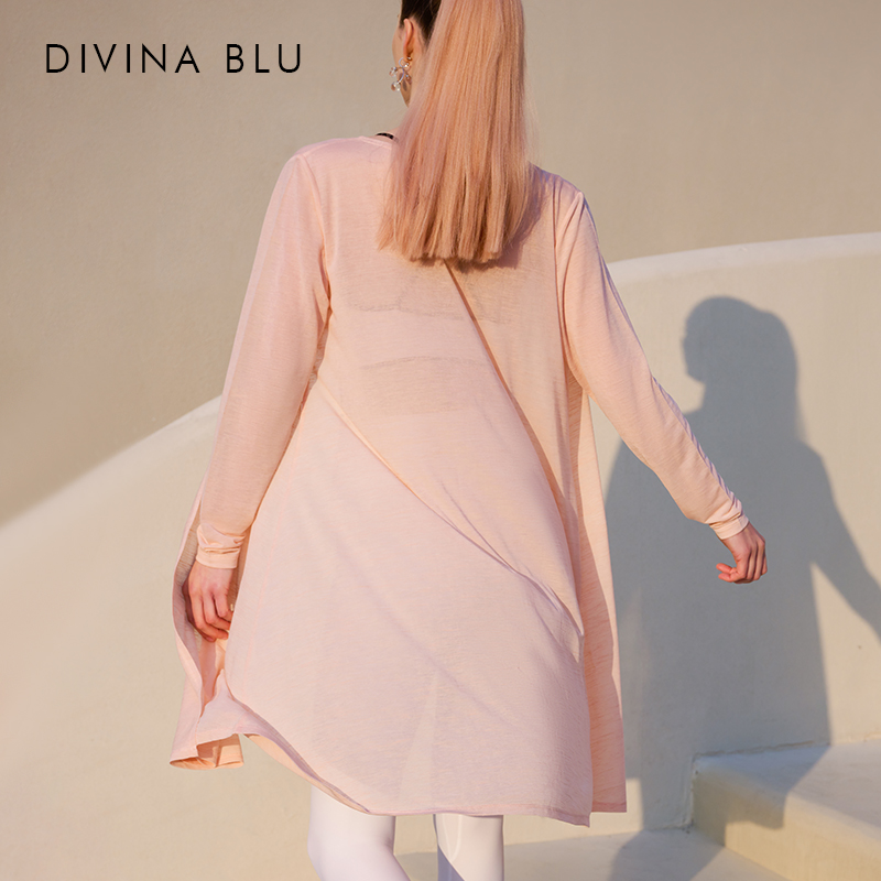 DIVINA BLU夏威夷系列典雅长款外搭宽松休闲瑜伽服罩衫女运动上衣 - 图3