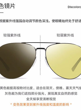 海伦凯勒高清太阳镜男士变色墨镜新款时尚双梁金属无框韩版潮流眼