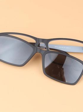 超轻钨碳塑钢偏光两用太阳套镜磁铁夹片男女近视眼镜大方框架2076