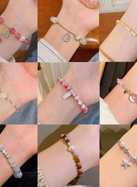 新中式檀木手串女小清新小众设计高级感百搭手饰情侣闺蜜学生手镯