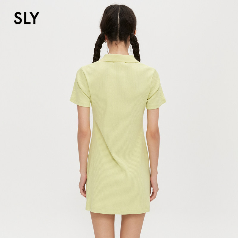SLY 夏季新品薄荷曼波风螺纹抽褶基础短款连衣裙女030GSL83-4440,淘宝优惠券,粉丝福利购,淘宝优惠卷