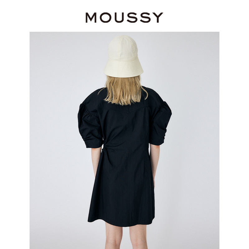 MOUSSY 春季新品多巴胺甜美泡泡袖露腰短款连衣裙女010GS230-2670 - 图2