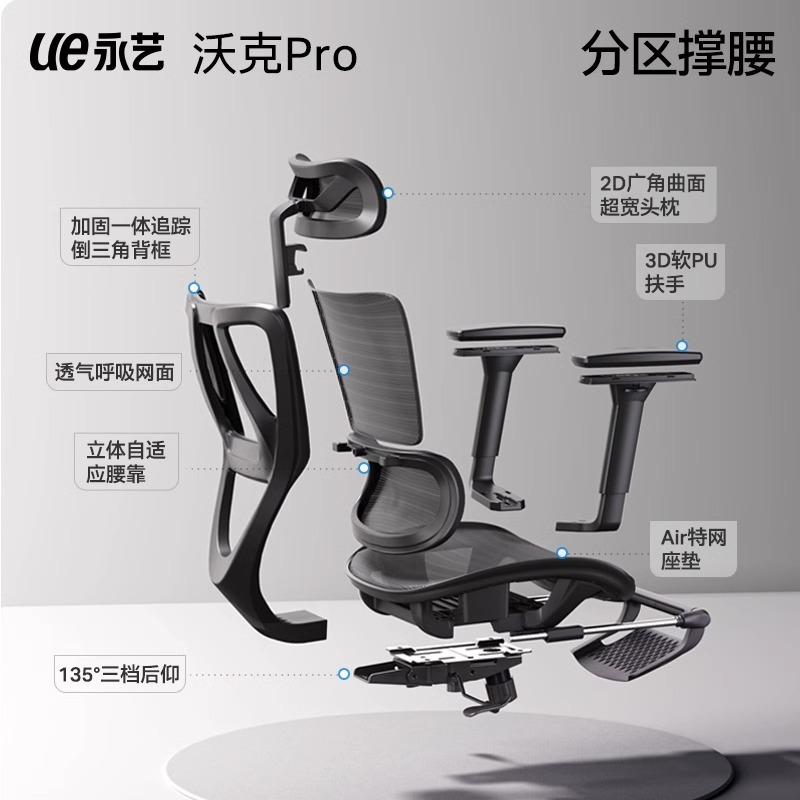 永艺沃克pro人体工学椅电竞椅家用电脑椅可躺办公座椅舒适更撑腰 - 图2