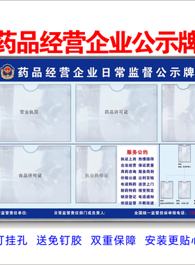 药品经营企业日常监督公示牌药房药店营业执照食品许可证公告牌