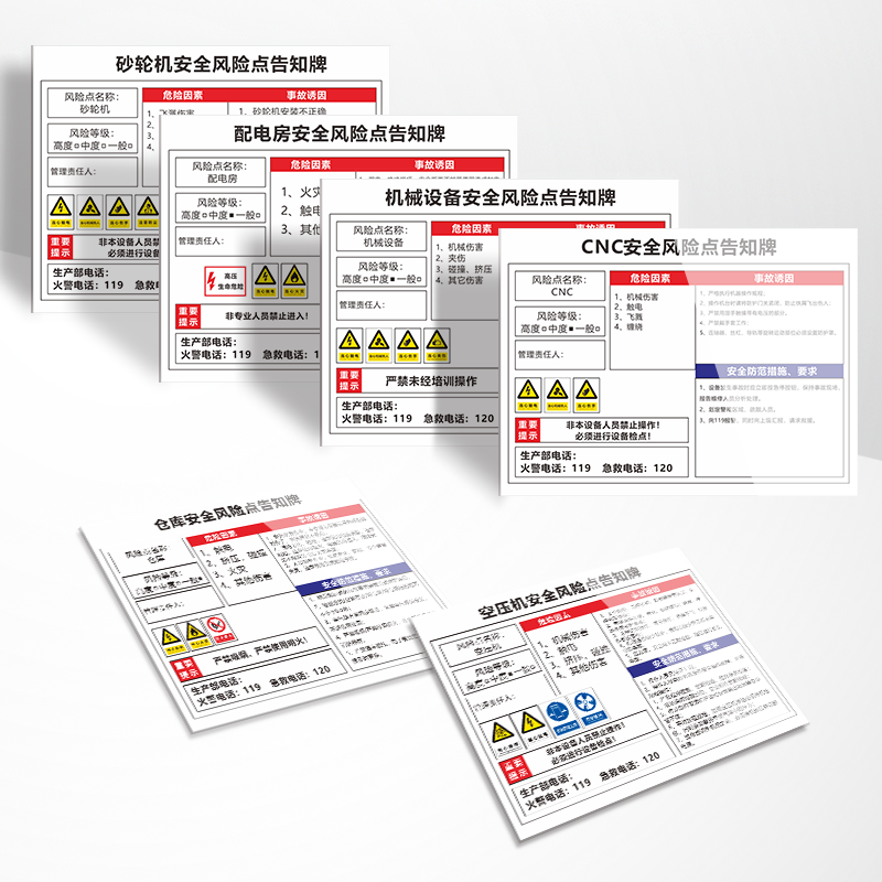 安全风险点告知牌卡机械设备配电房机床注塑机空压机警示牌工厂生产车间仓库有限受限空间职业危害告示标识牌 - 图2