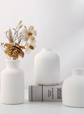 欧式ins简约白色陶瓷小花瓶上釉防水桌面陶瓷香水瓶摆件定制