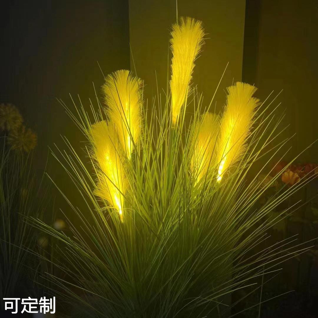 led芦苇灯户外防水真发光蒲苇草工程亮化景观茅草插地小品灯-图1