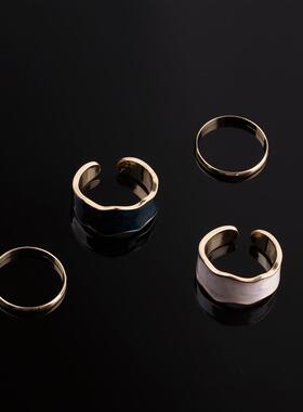 珐琅戒指 复古小众设计感女 古着vintage饰品精致轻奢日系韩ins潮