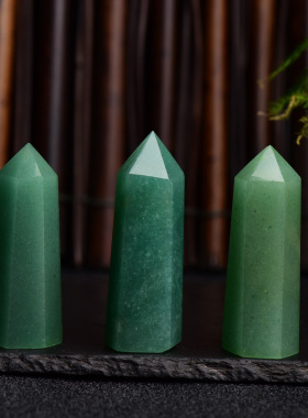 柱热销东陵玉柱单尖六棱柱石摆件东陵玉棱柱定制