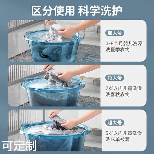 塑料洗脸盆子加深大号洗衣服盆特大洗脚盆加厚加高婴儿宝宝洗澡盆-图1