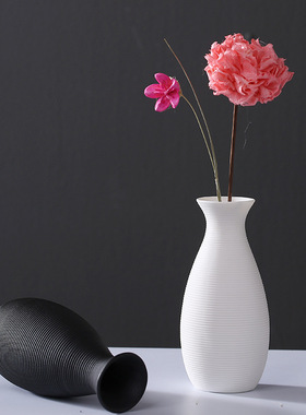 创意现代简约客厅插花花器装饰工艺品家居摆件白色手工陶瓷小花瓶