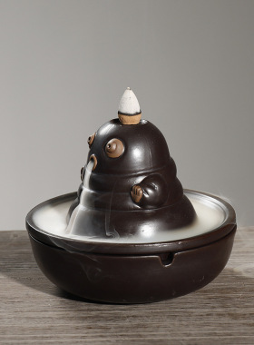 供应 陶瓷沉香烟倒流香薰炉摆件 创意功夫宝宝倒流香炉烟灰缸定制