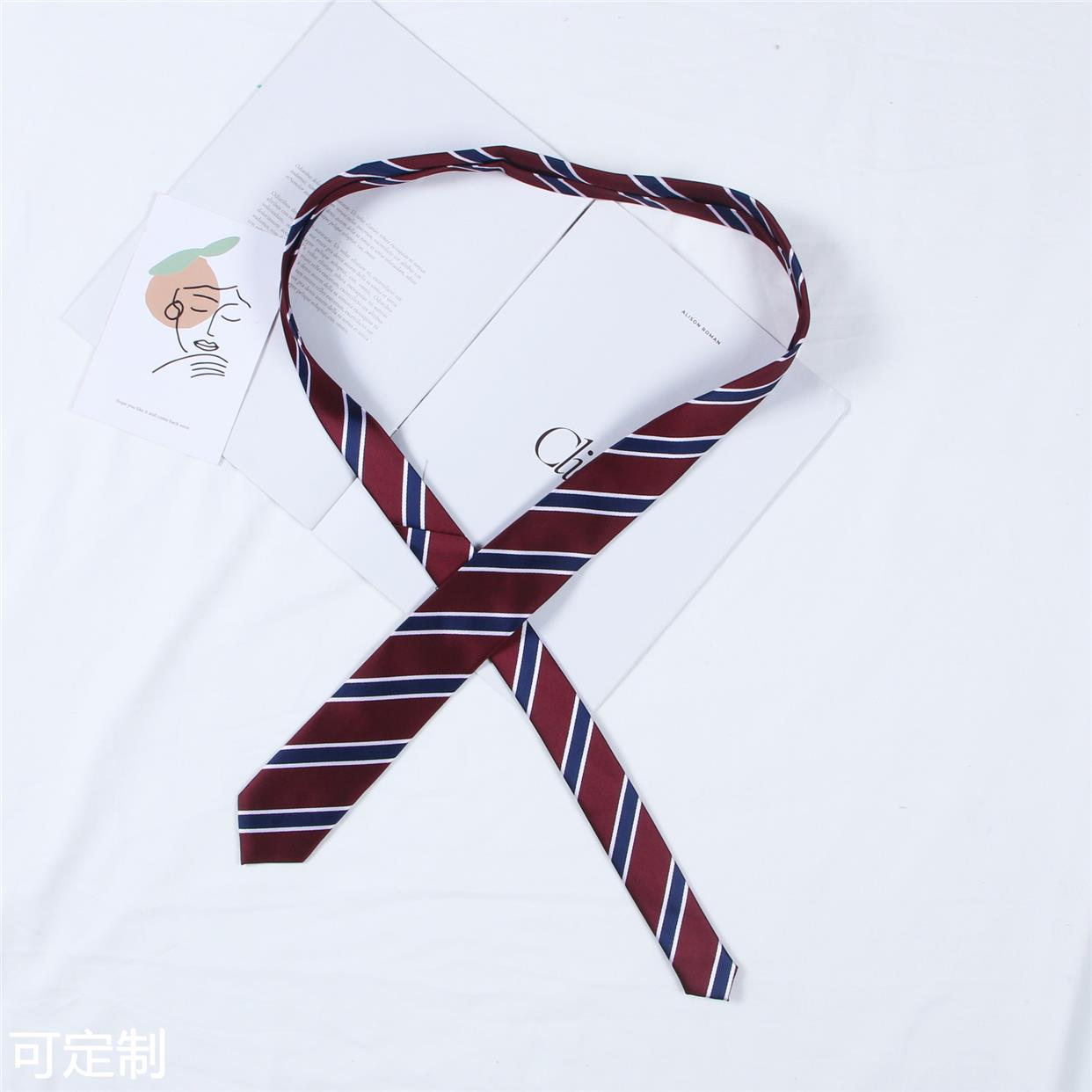 新款JK酒红制服夏日手打领带学生制服小清新学院风条纹DK男女-图2