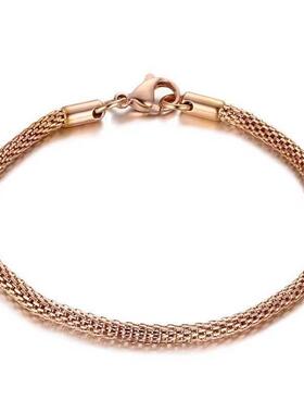 不锈钢链条饰品时尚个性简约手链项链 欧美创意钢色圆网链