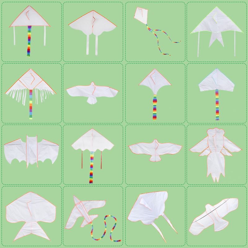 手工DIY风筝材料包diy制作教学材料活动空白绘画涂色自制2025新款 - 图0