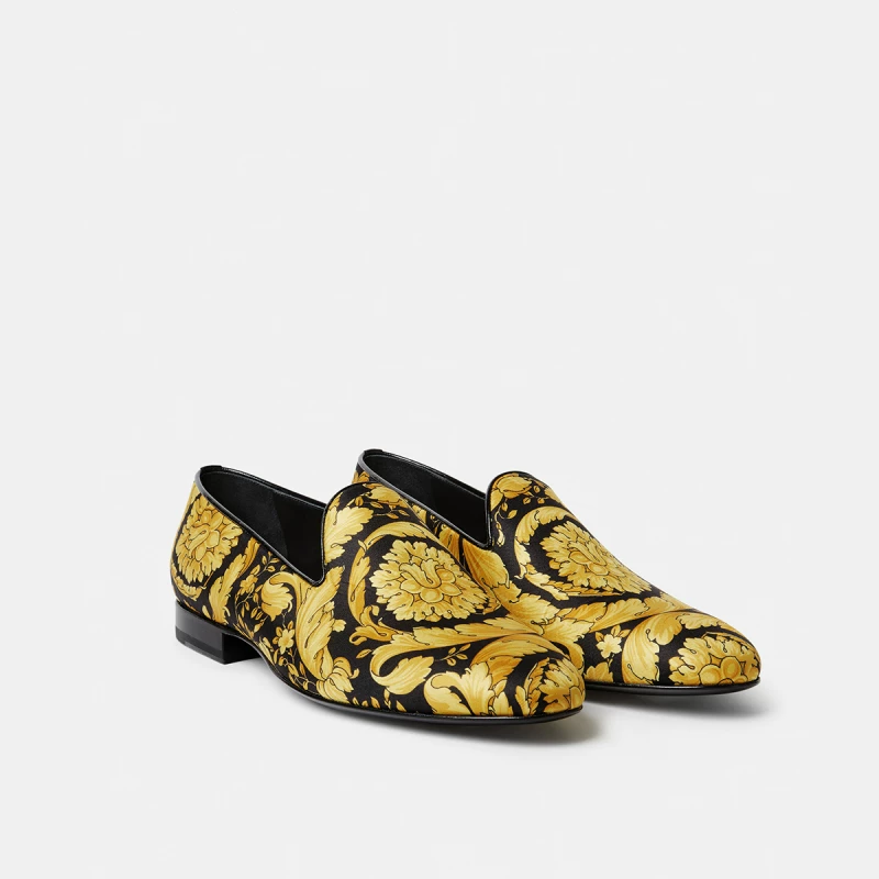 [В ограниченное время скидка] Версаче/Версаче мужские обувь Barocco fashion printing leisure leafper shoes