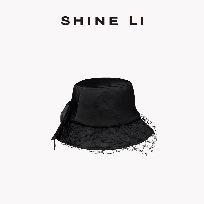 SHINE LI 李姗 大网纱渔夫帽 百搭帽子早春出游 明星同款