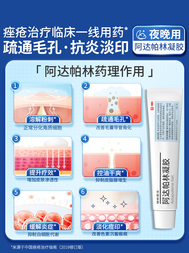 硬核医生阿达帕林凝胶祛痘药膏痘坑修复痘印淡化去痘疤消炎正品