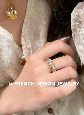 法式轻奢重工设计手款饰品 S925纯银 满钻钻牛角戒指气质晚会百搭