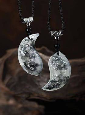 新品树脂水墨扣对牌情侣款玉佩挂