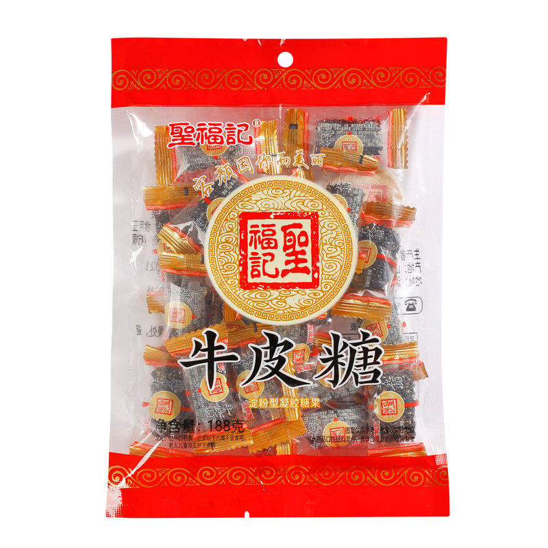 圣福记 牛皮糖芝麻软糖黑白芝麻糖山东特产老式糖果188g/袋,淘宝优惠券,粉丝福利购,淘宝优惠卷