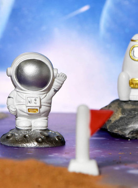 微景观小人创意手工卡通宇航员可爱火箭飞碟人物小摆件蛋糕小饰品