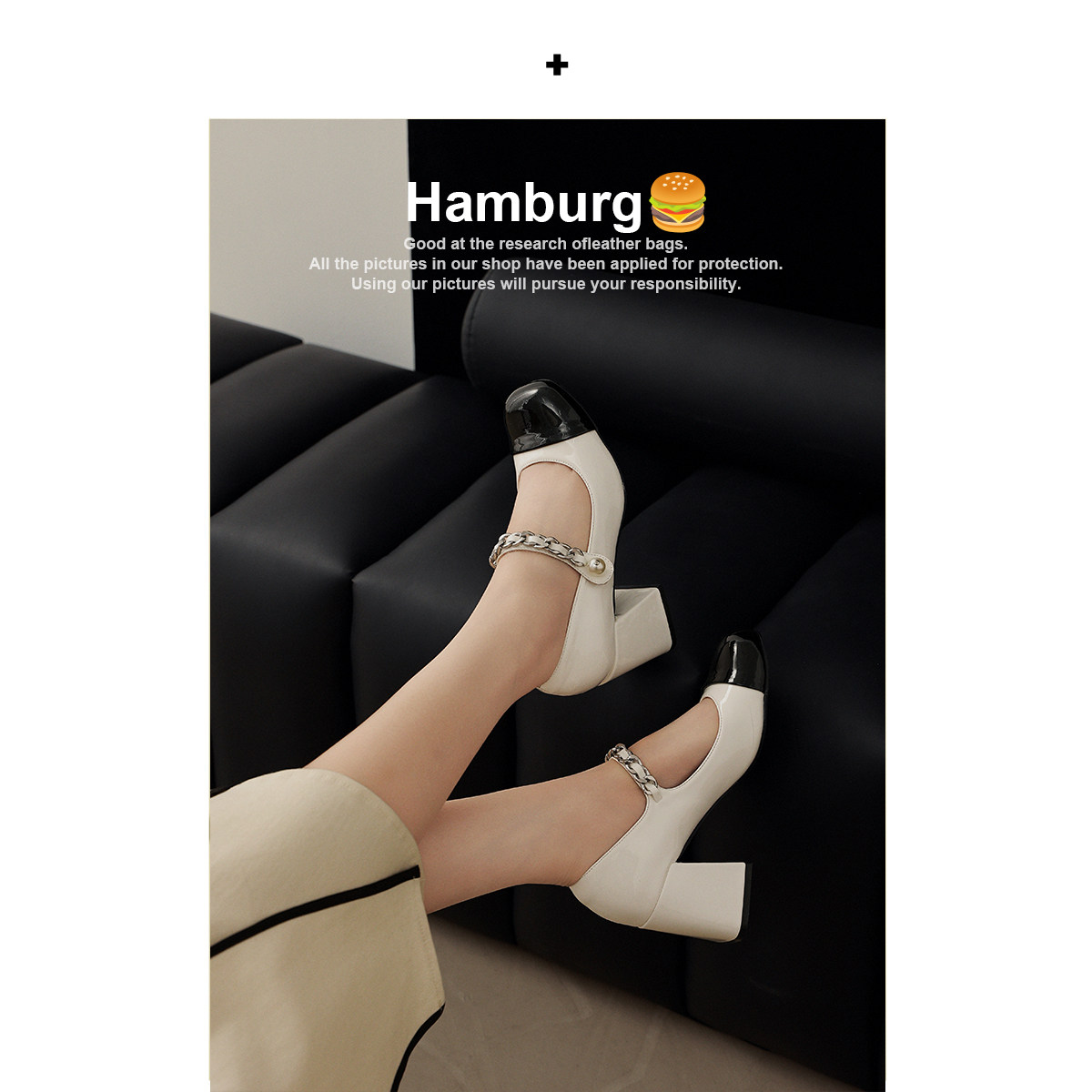 【汉堡Hamburg】复古玛丽珍鞋圆头高跟鞋女厚底粗跟jk单鞋子女,淘宝优惠券,粉丝福利购,淘宝优惠卷