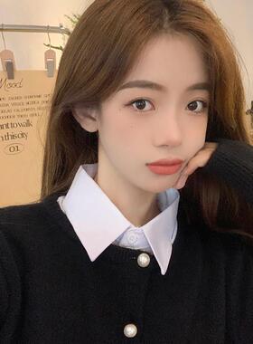假领子女百搭衬衫领棉装饰秋冬牛仔尖领搭配卫衣毛衣春圆领男高档
