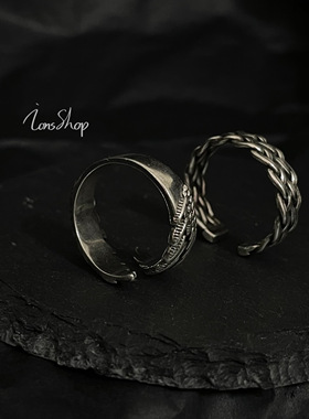 做旧麻花戒指百搭编织纹理大码